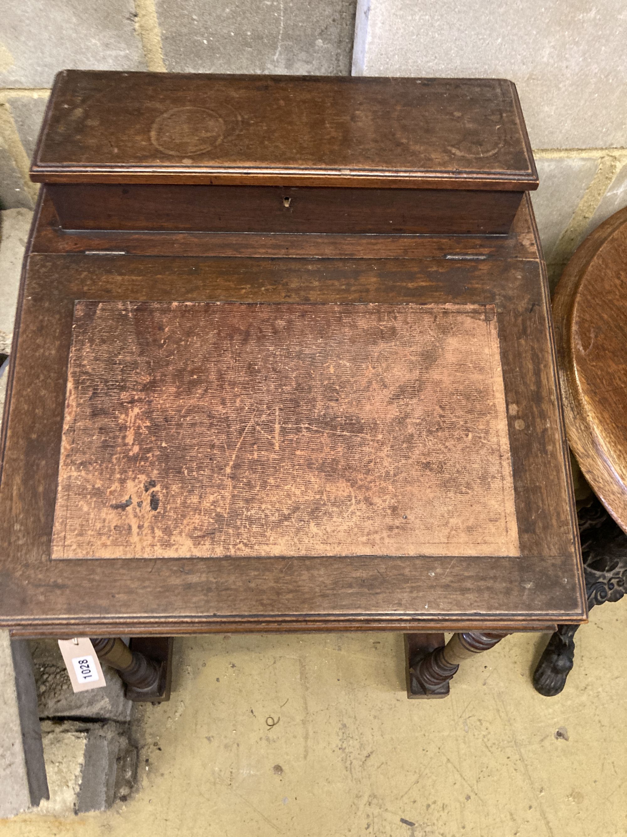 A late Victorian mahogany Davenport, width 53cm, depth 55cm, height 82cm